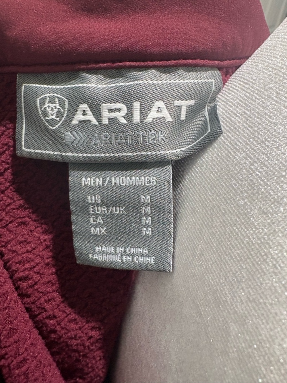 Ariat Burgundy Softshell Jacket with Branded Zipper - Picture 5 of 5